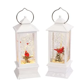 10.6" Battery-Operated Spinning Water Lantern with Winter Scene & Cardinal