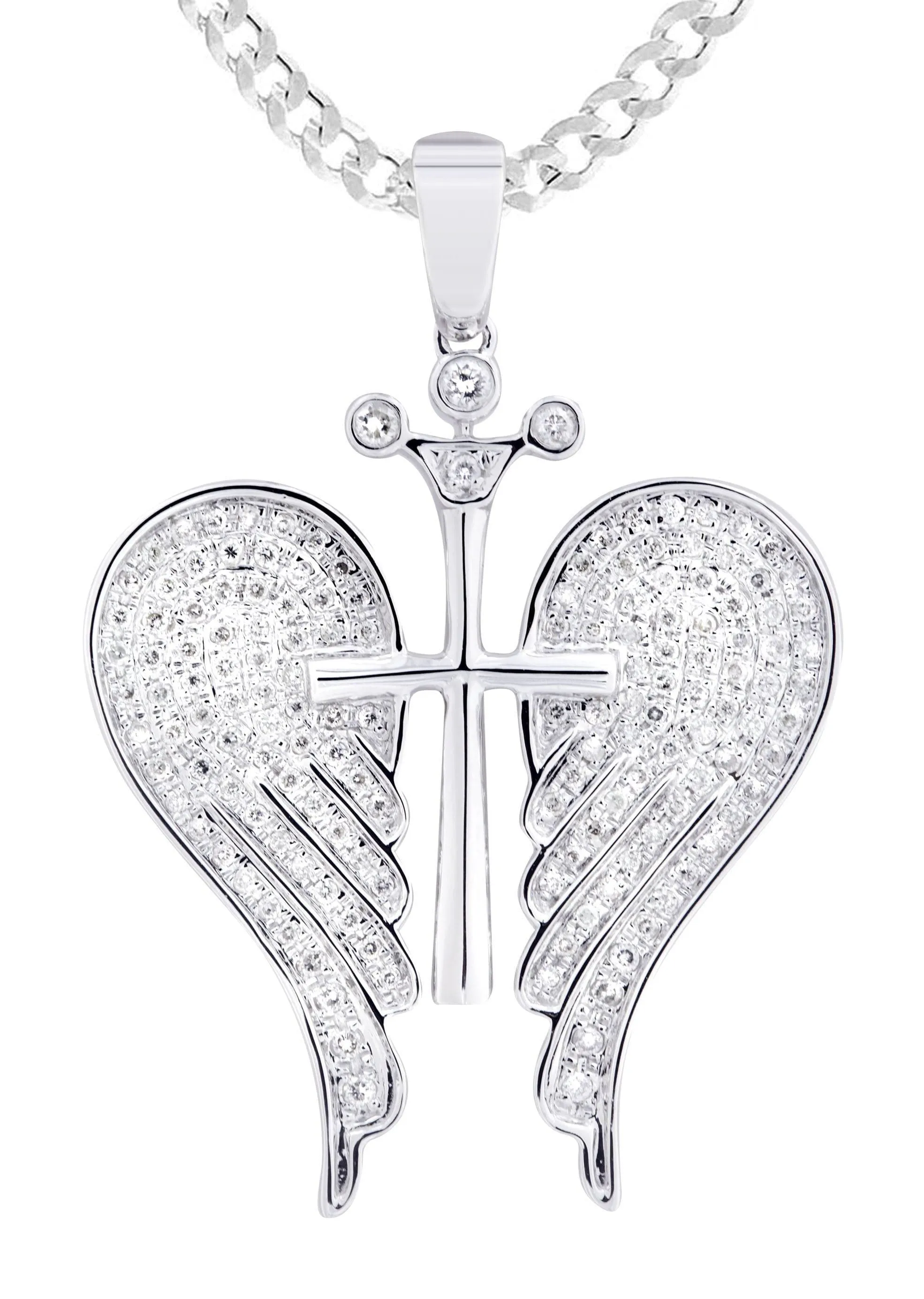 10K White Gold Wings Diamond Necklace  | 0.86 Carats