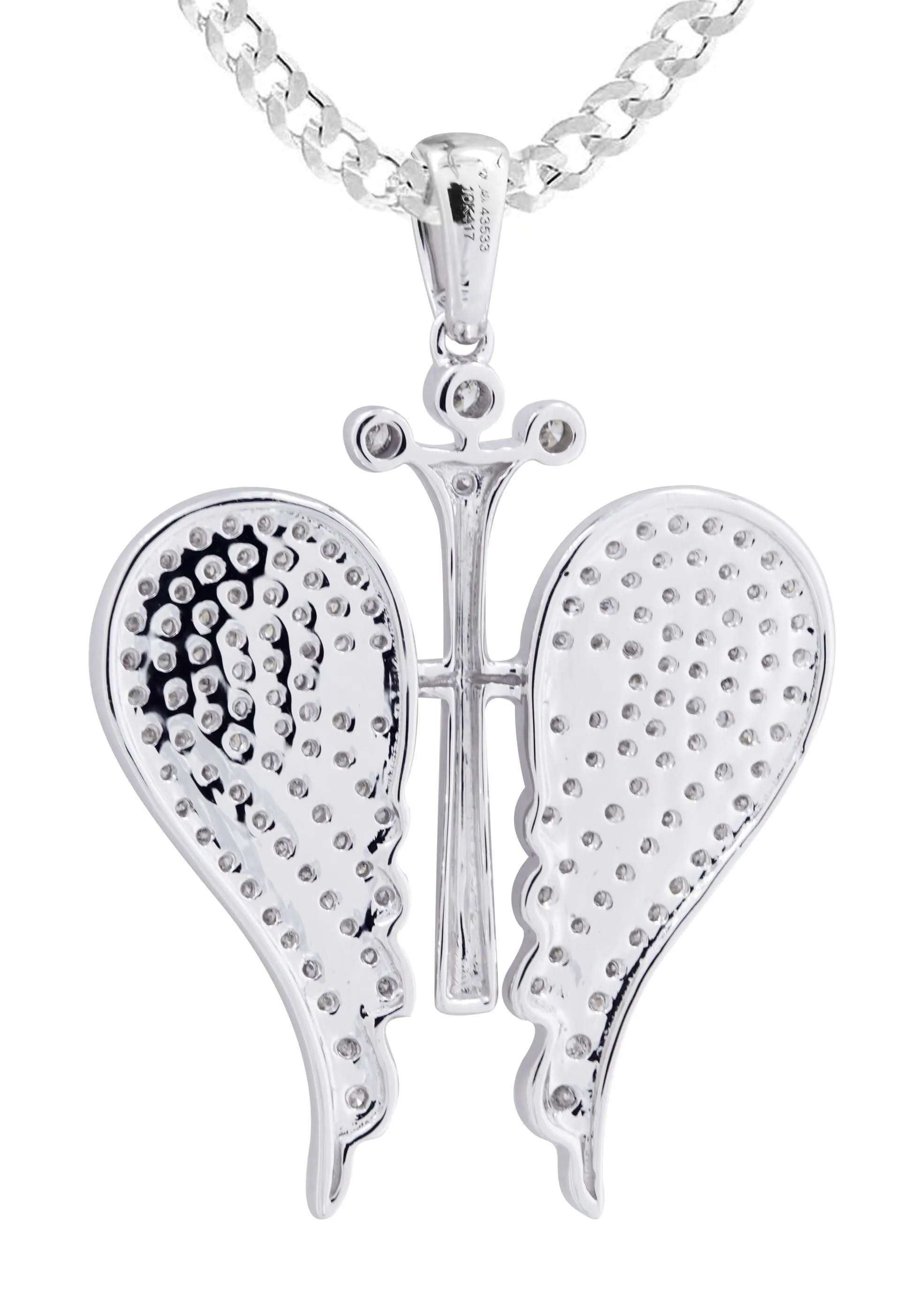 10K White Gold Wings Diamond Necklace  | 0.86 Carats