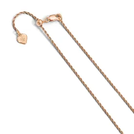 1.2mm Rose Gold-Tone Plated Sterling Silver Adj. Rope Chain Necklace