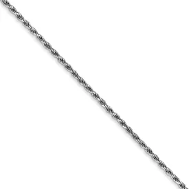 1.3mm, 10k White Gold Diamond Cut Solid Rope Chain Necklace