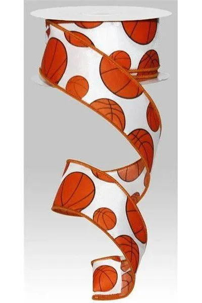 1.5" Basketball Ribbon: Orange & Black (10 Yards)