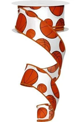 1.5" Basketball Ribbon: Orange & Black (10 Yards)