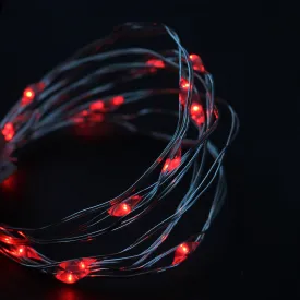 18 Battery Operated Red LED Micro Fairy Christmas Lights - 4.25 ft Silver Wire