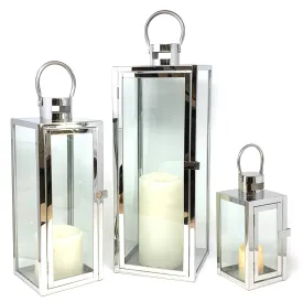 3-PC Hurricane Candle Cuboid Lantern Set