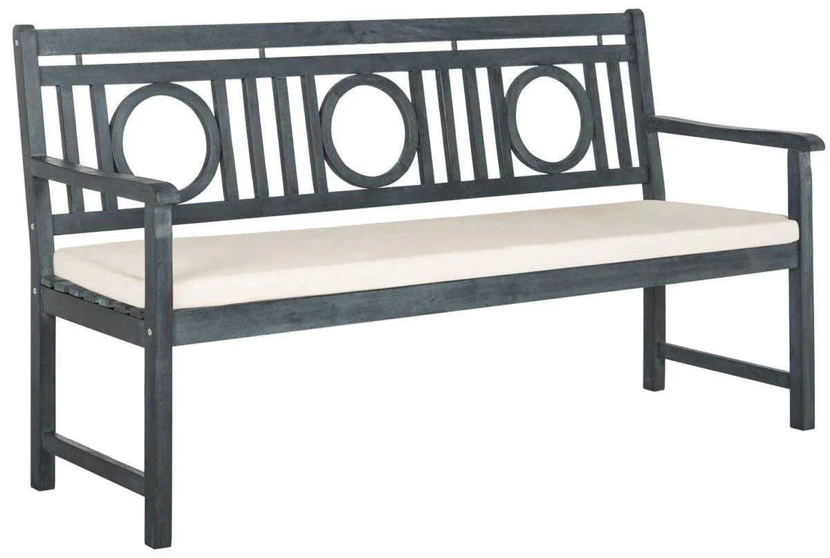 3 Seat Circle Motif Bench in Ash Grey Finish