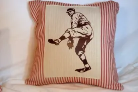 Baseball Pillow, Vintage Baseball player, sports pillow cover, Boys room decor