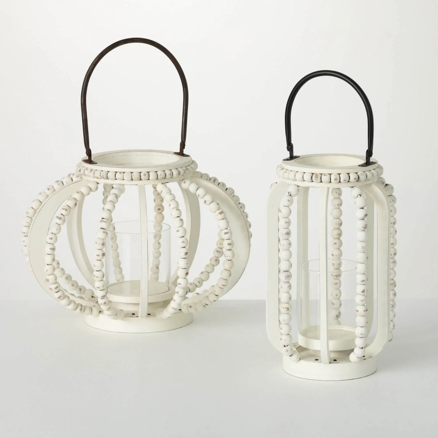 Beaded Pumpkin Pillar Lanterns