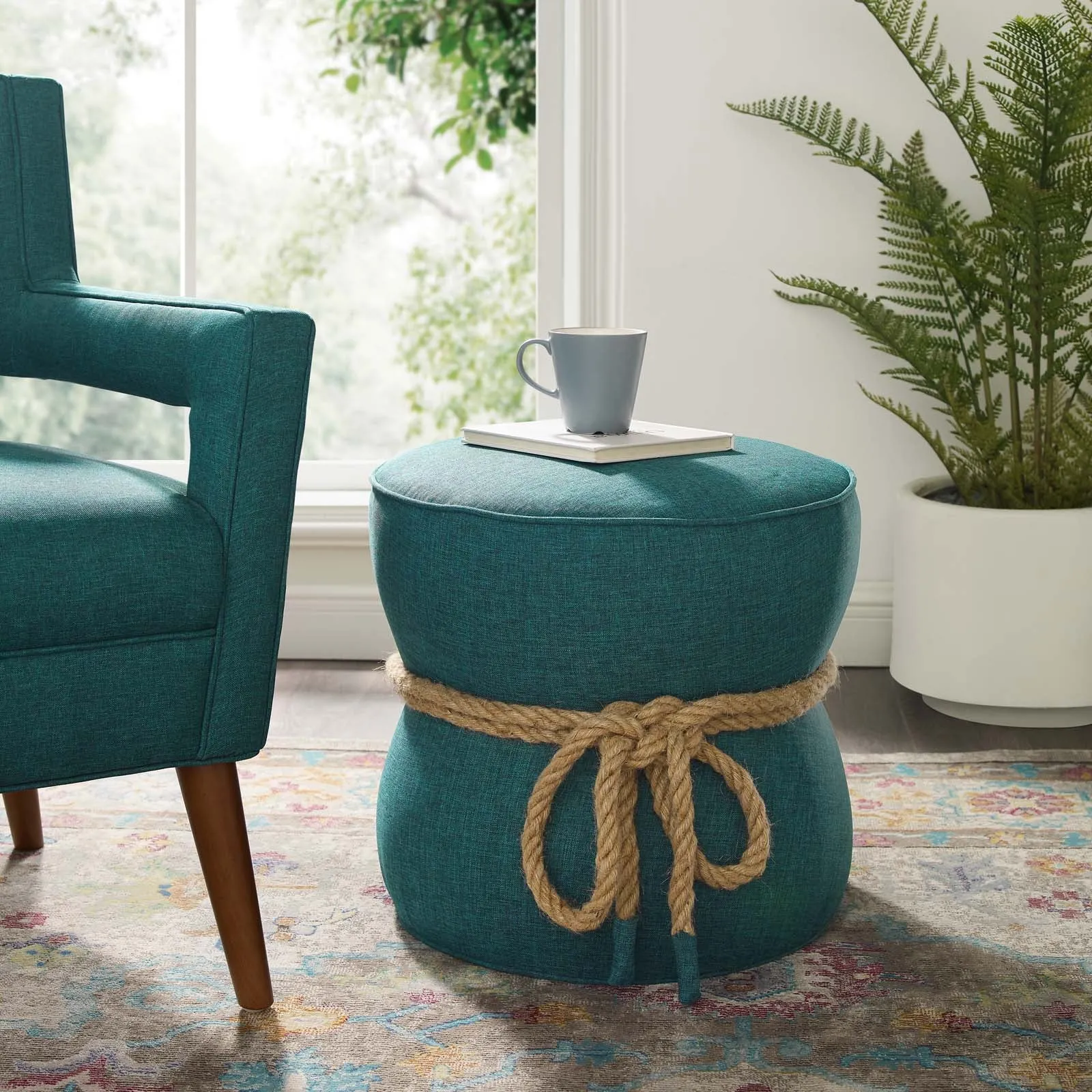 Beat Nautical Rope Upholstered Fabric Ottoman by Modway