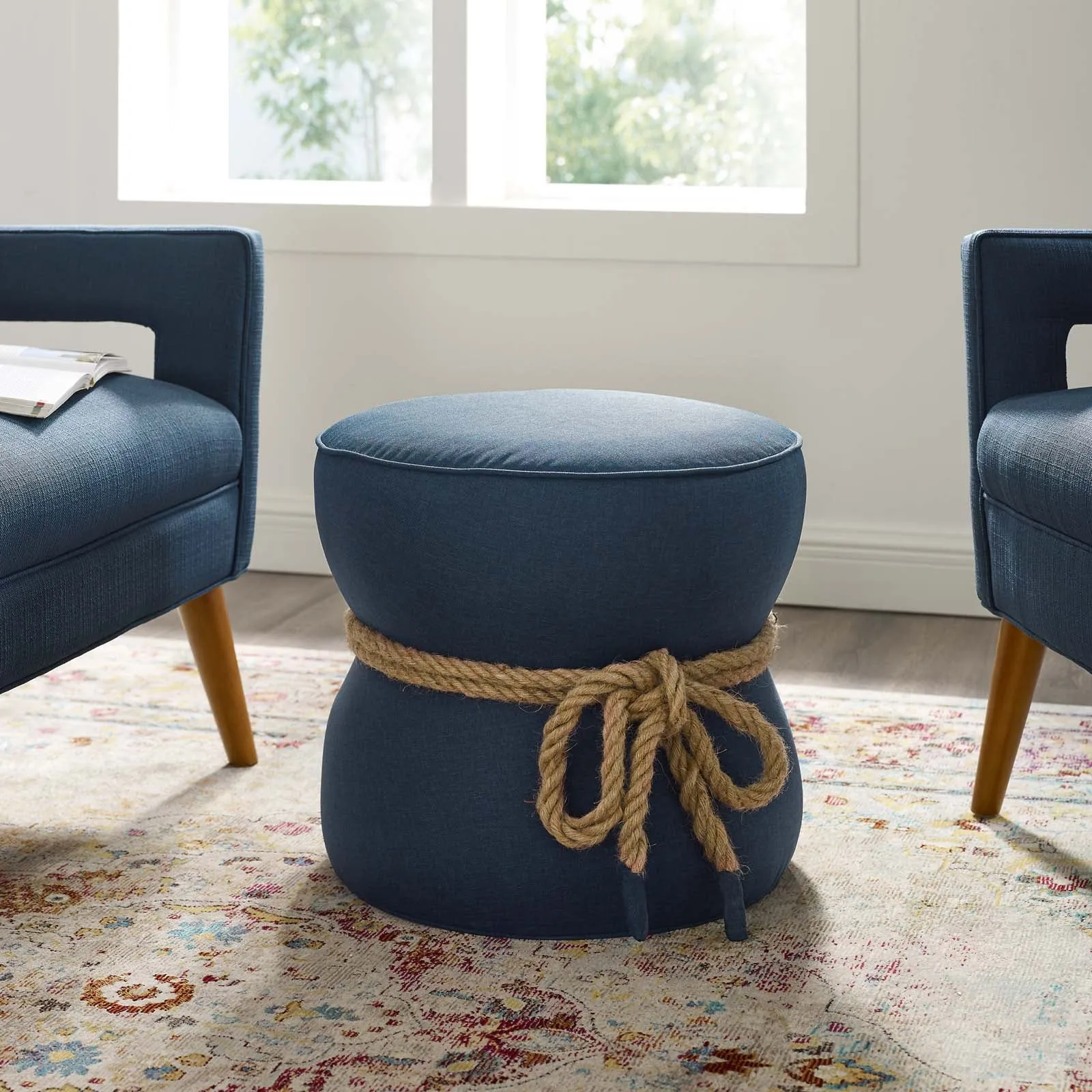 Beat Nautical Rope Upholstered Fabric Ottoman by Modway