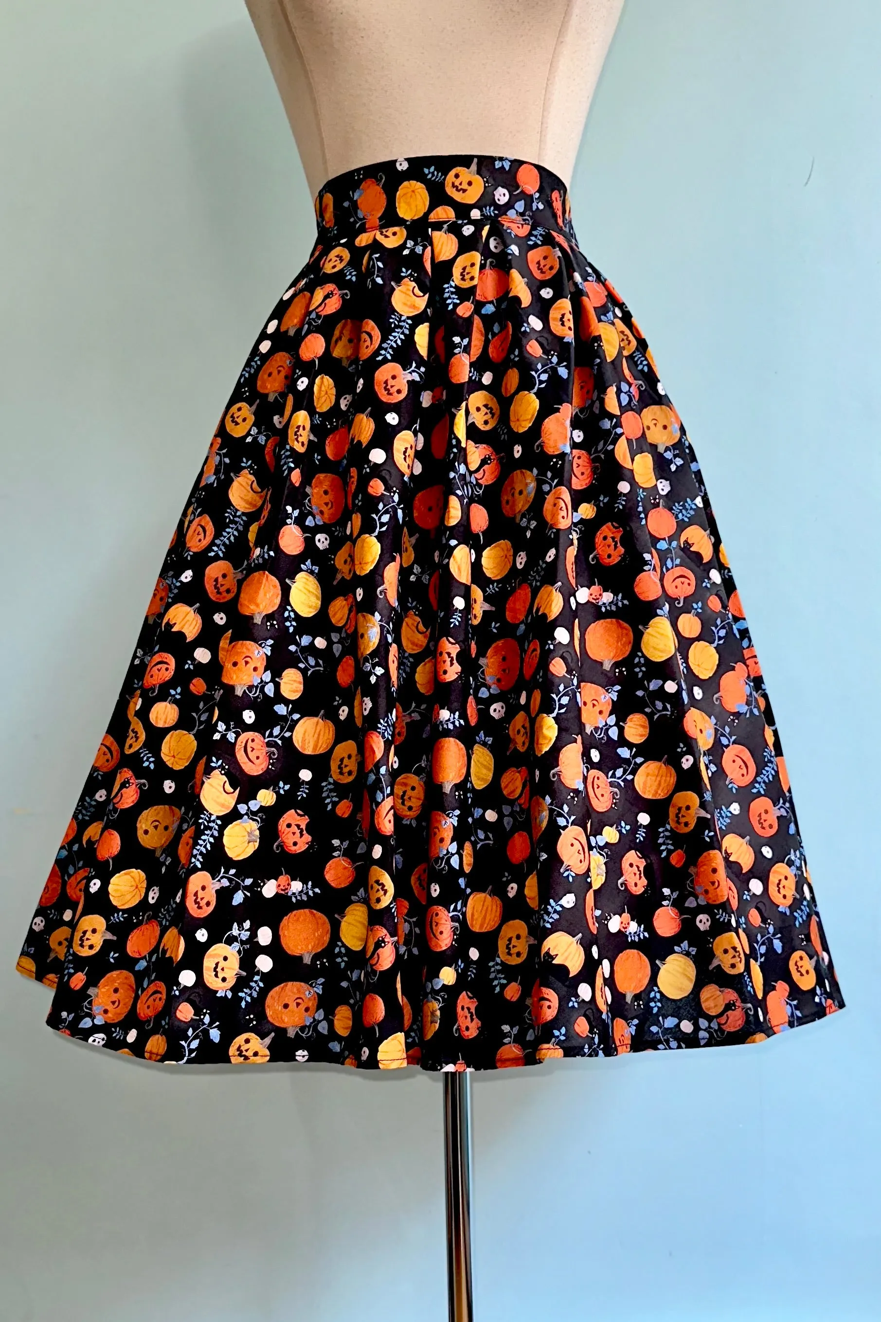 Black Kitties and Jack O' Lanterns  Doris Skirt by Retrolicious