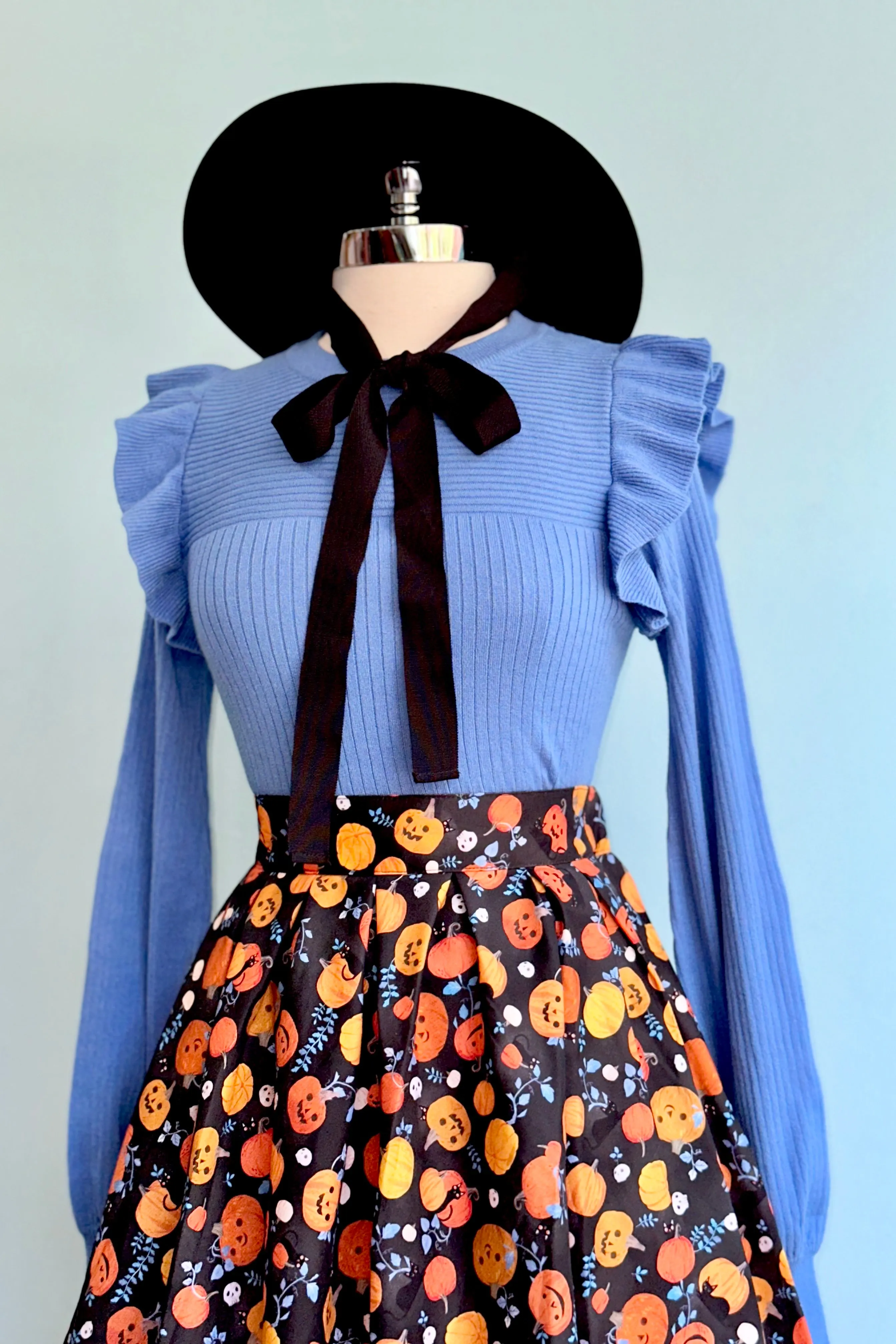 Black Kitties and Jack O' Lanterns  Doris Skirt by Retrolicious