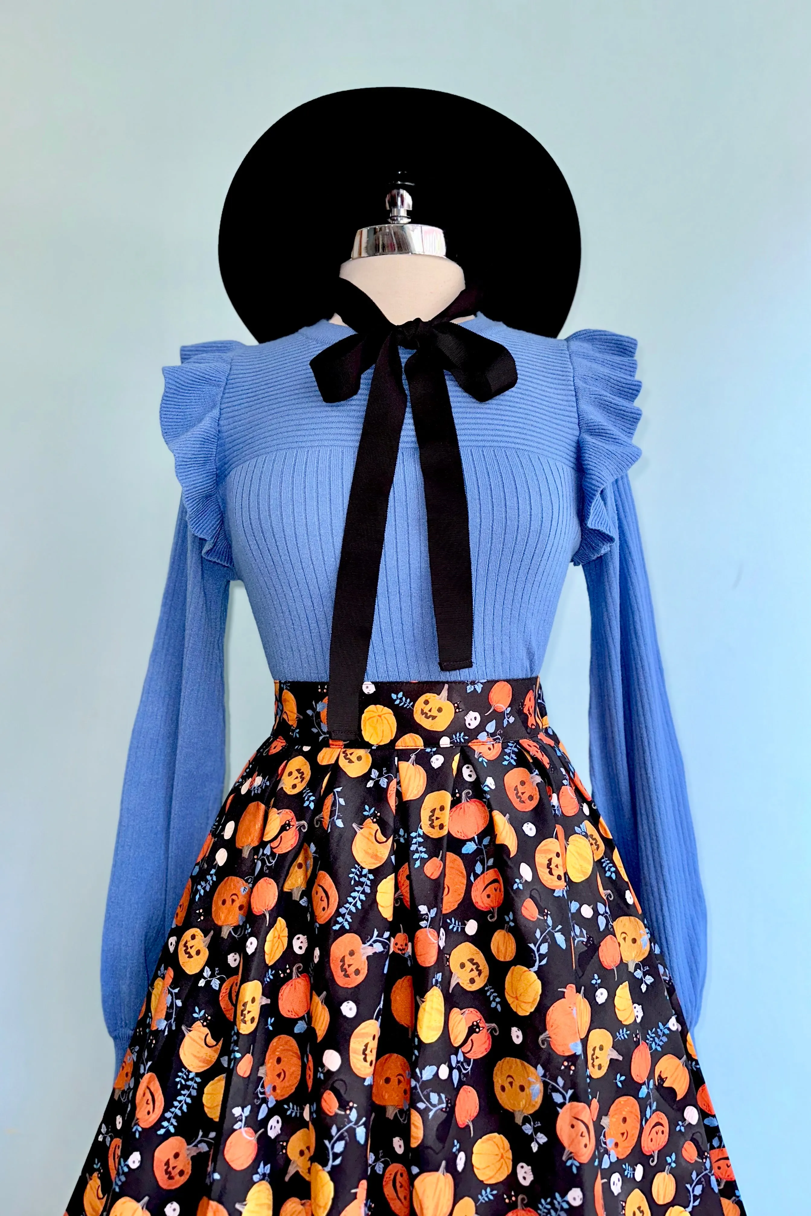 Black Kitties and Jack O' Lanterns  Doris Skirt by Retrolicious