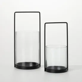 Black Modern Metal Lantern Set