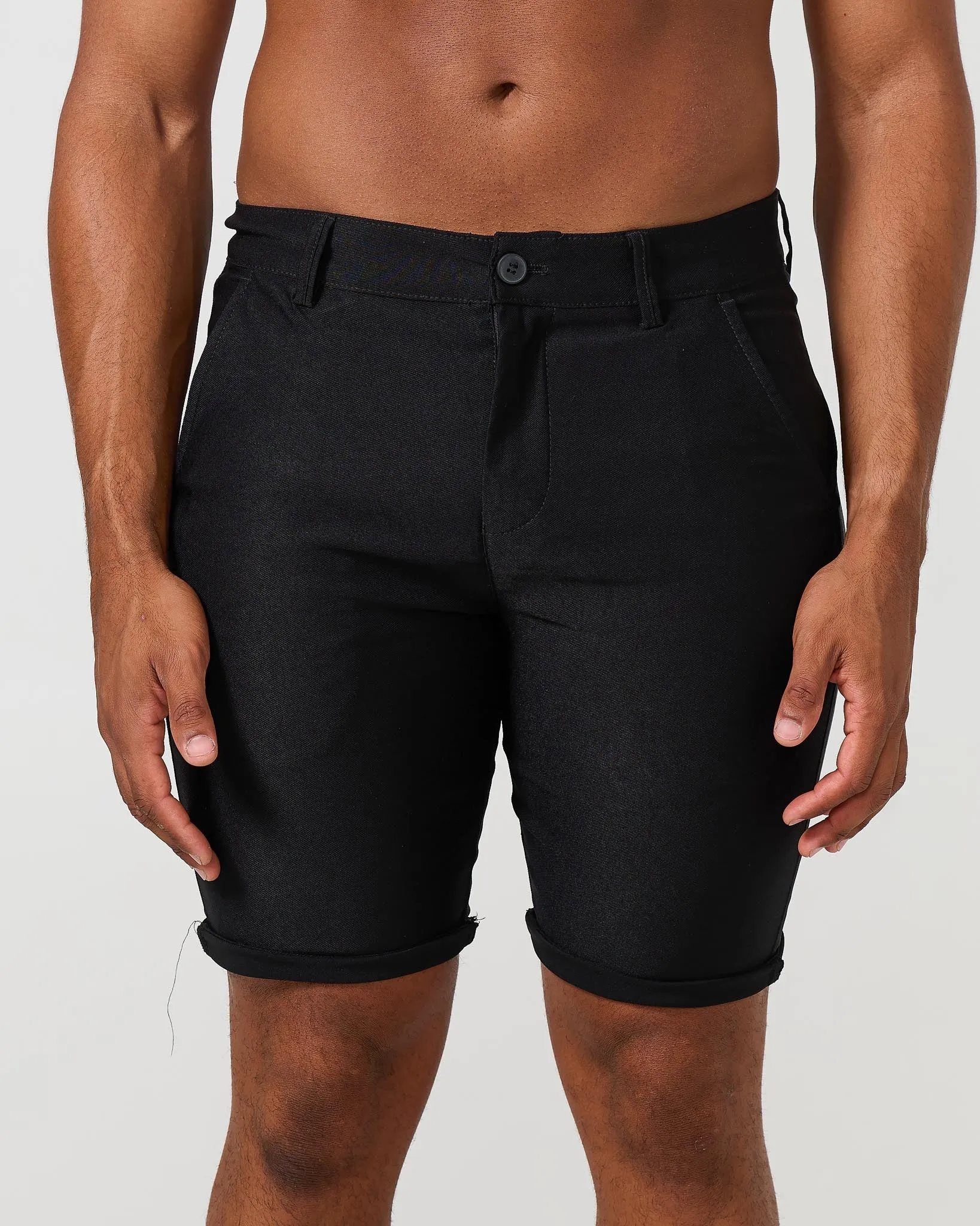 Black Stretch Chino Shorts