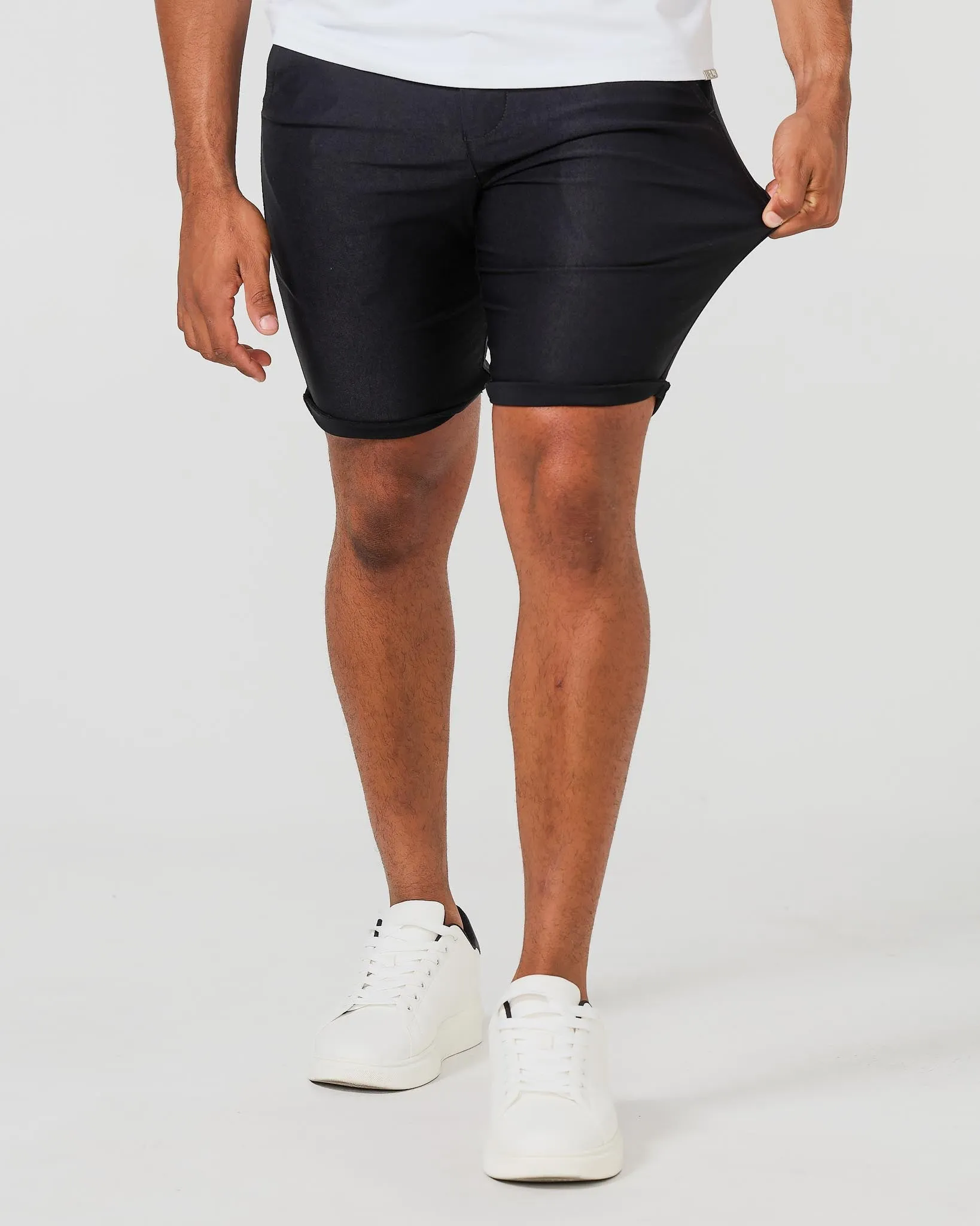 Black Stretch Chino Shorts