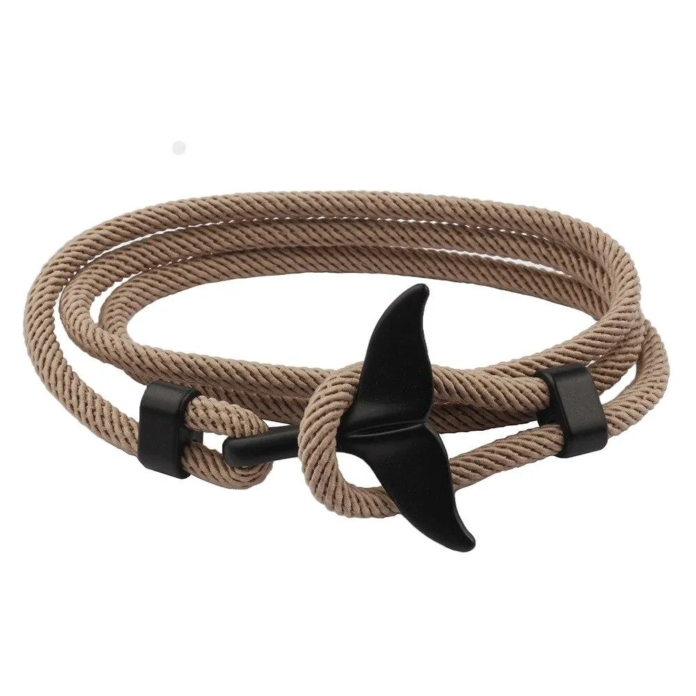 Black Whale Tail Rope Bracelet