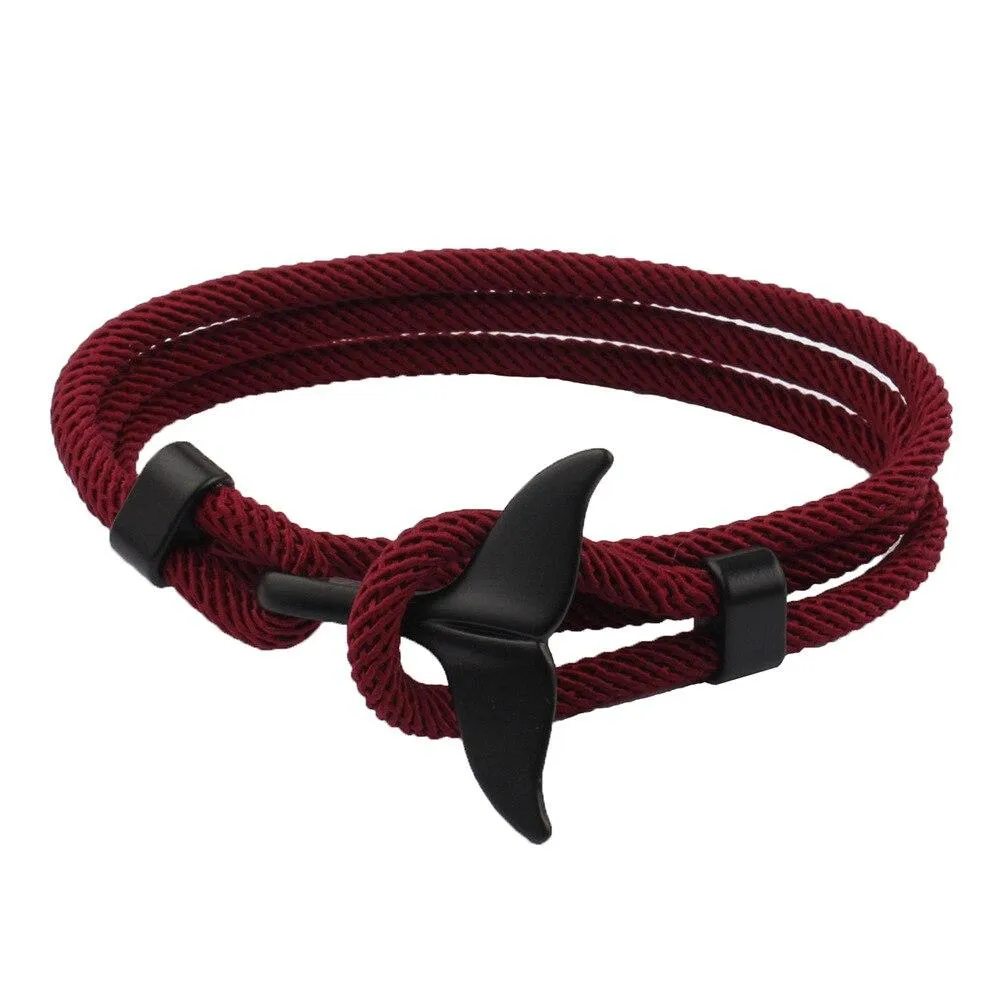 Black Whale Tail Rope Bracelet