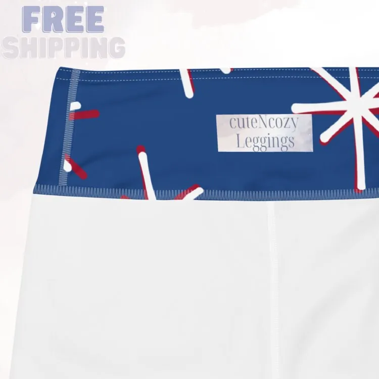 Blue Patriotic High Waist Yoga Shorts