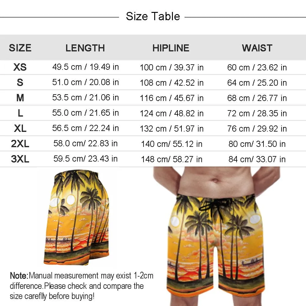 Couple Matching Beach Shorts&Ruffle One Piece Swimsuit Custom Custom Face Endless Love Personalized Photo Men's Quick-drying Beach Shorts