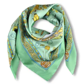 FRENCH SILK SCARF - SILK ROAD - Celadon Green - 36x36"