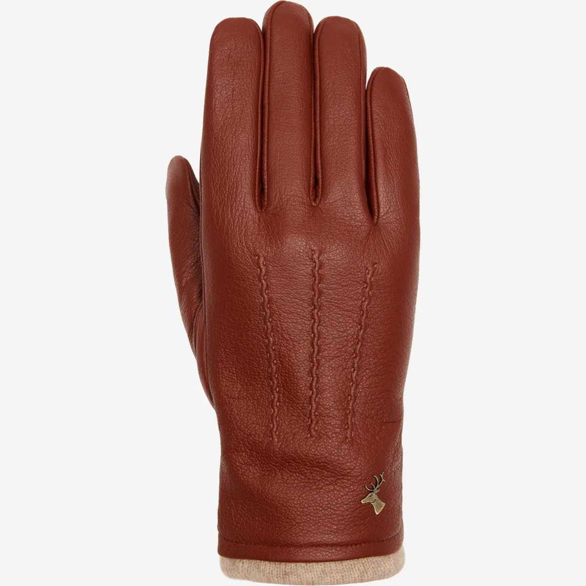 Harvey (cognac) - goatskin leather gloves with luxurious wool lining & touchscreen feature