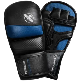 HAYABUSA T3 7oz HYBRID GLOVES - BLACK/BLUE