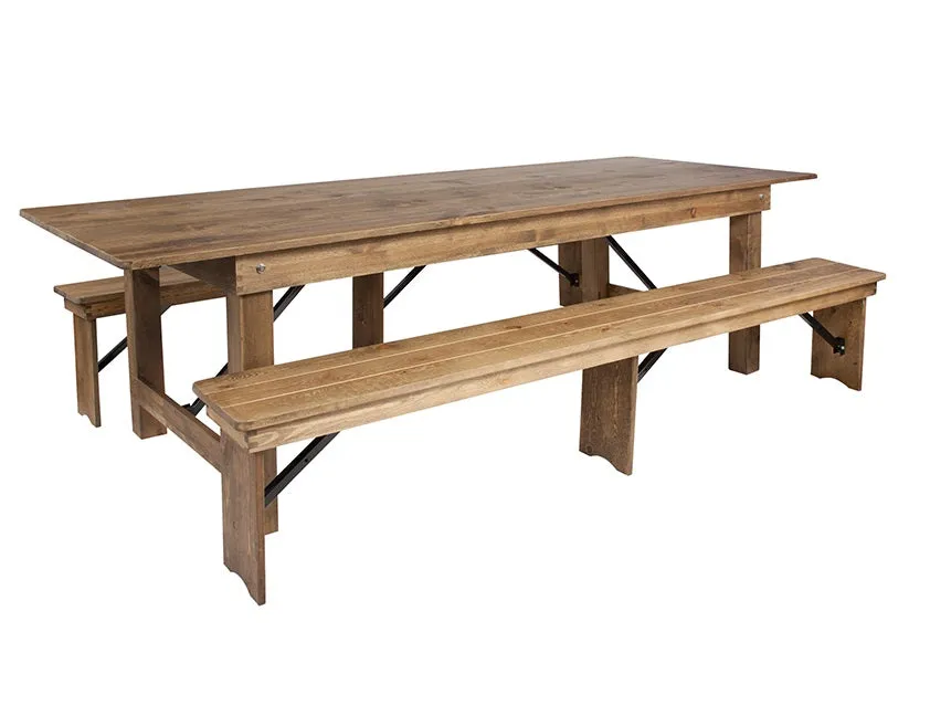 Heirloom Countrified Finish Country Farm Table With 2 Benches Commercial Grade