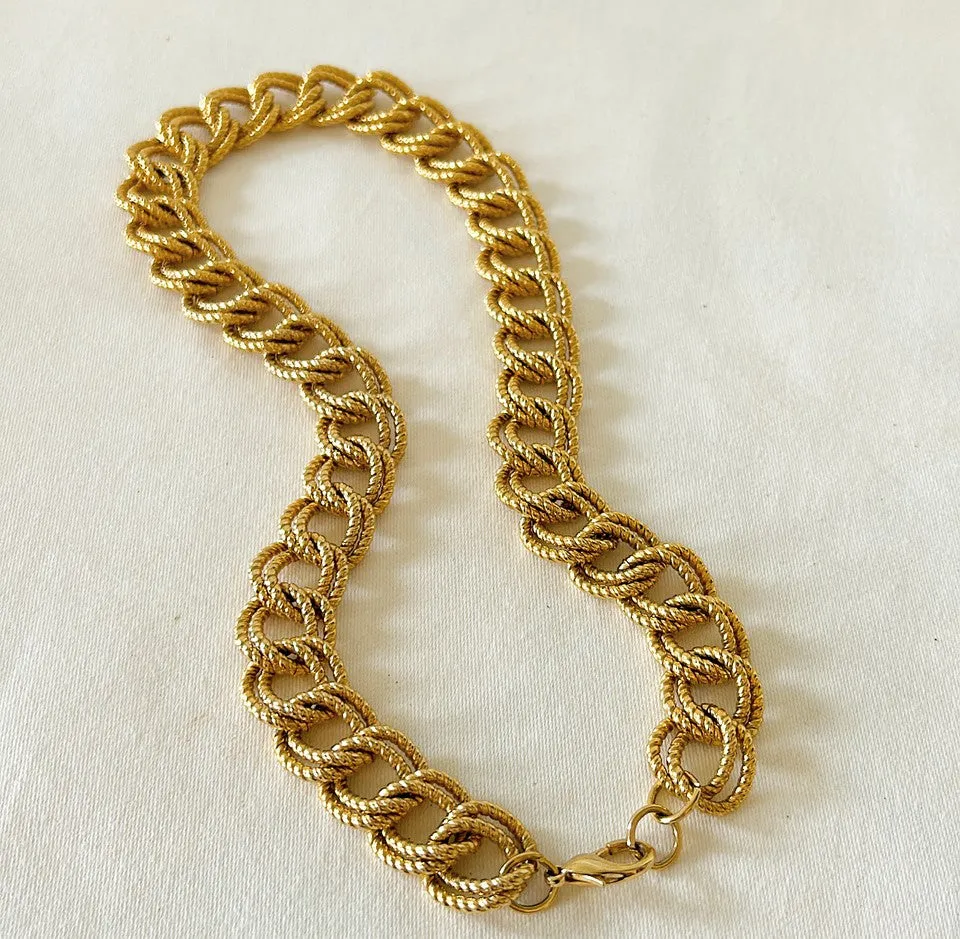 High end quality gold link chain necklace.