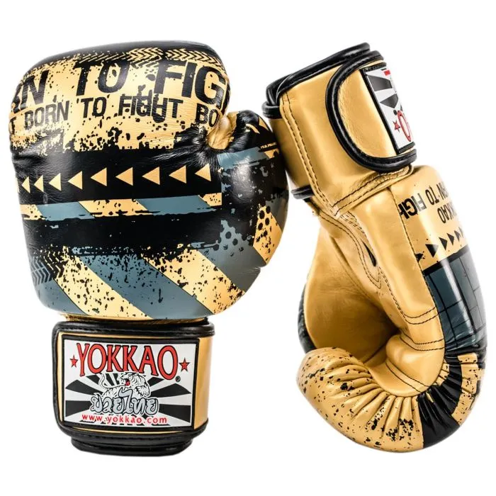 HUSTLE GOLD/BLACK MUAY THAI GLOVES