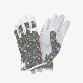 Kent & Stowe Teal Meadow Flowers Leather Gloves