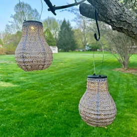 LUMIZ Battery Powered LED Set of 2 Bulb Shaped Lanterns