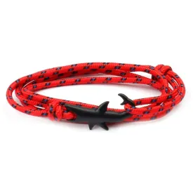 Matte Black Shark Nautical Rope Bracelet