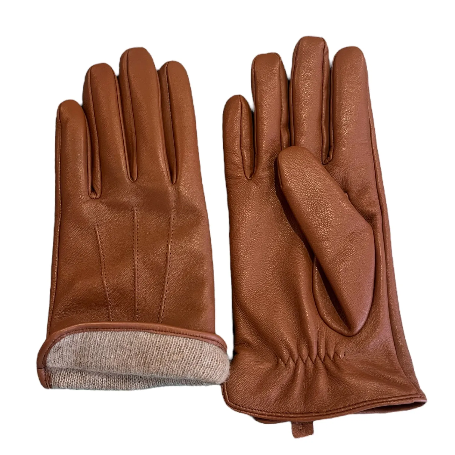 Mens Cashmere-lined Leather Gloves in Tan