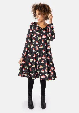 Pax Christmas Gonks Print Trapeze Dress