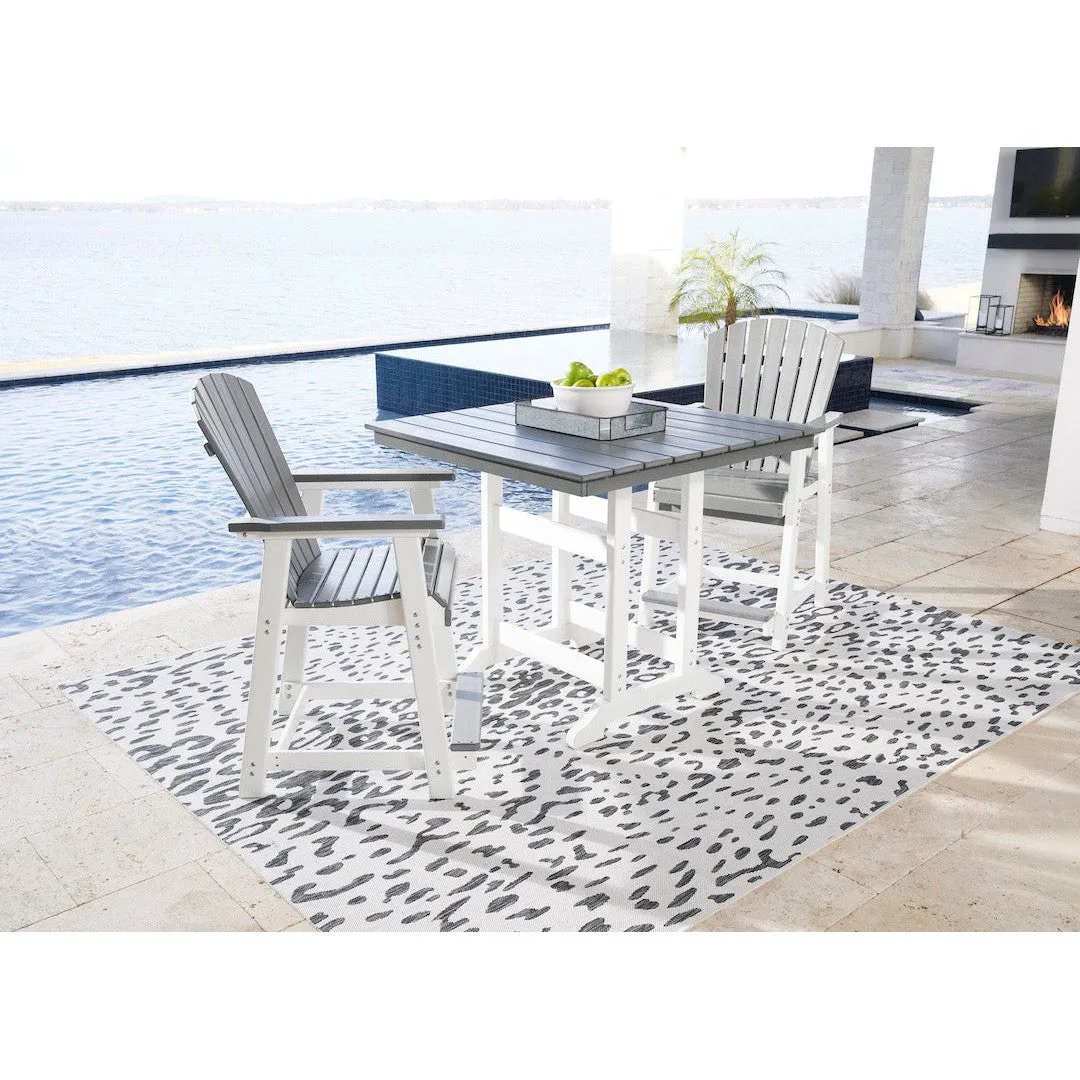 Poly Outdoor 5pc Dining Set in Grey & White Two Tone 42" Square Counter Height