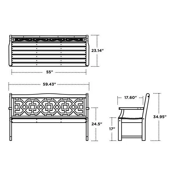 Polywood Chinoiserie Outdoor 60" Garden Bench by Martha Stewart