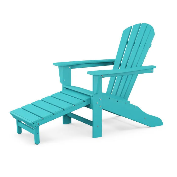 Polywood Outdoor Palm Coast Adirondack Chair With Hideaway Ottoman