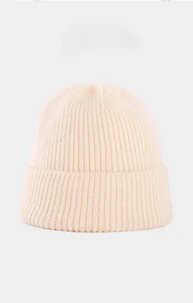 Ribbed Knit Cuffed Beanie Hat