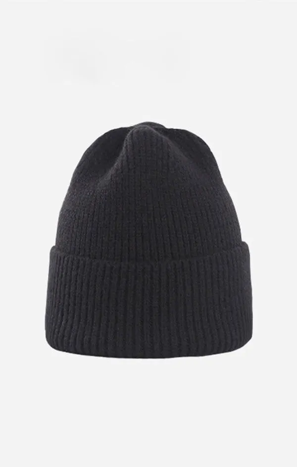 Ribbed Knit Cuffed Beanie Hat