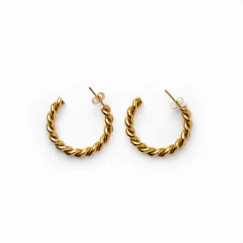 Sofia Twist Rope Hoop Earrings 18K Gold Plated - Gold