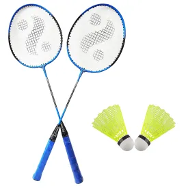 Synco Aluminum Blend Badminton-Racket, Set of 2 with Two Shuttles, with Full-Cover (Assorted)