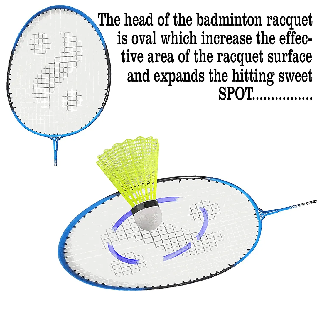 Synco Aluminum Blend Badminton-Racket, Set of 2 with Two Shuttles, with Full-Cover (Assorted)