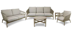 Tahiti Outdoor 3 Seater, 2 Seater, Armchair, Coffee & Side Table in Aluminium and Rope