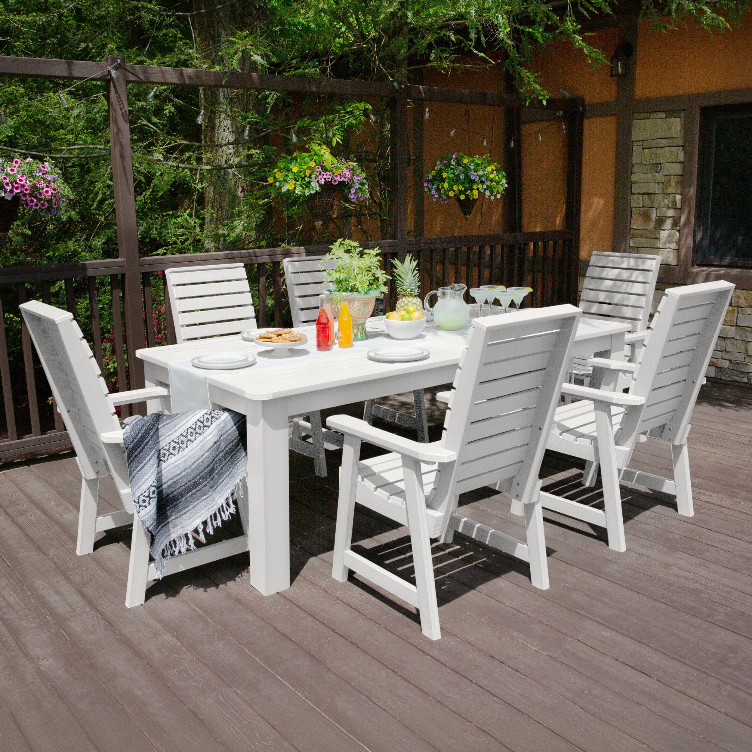 Weatherly 7pc Outdoor Dining Set 42” x 84” - Dining Height