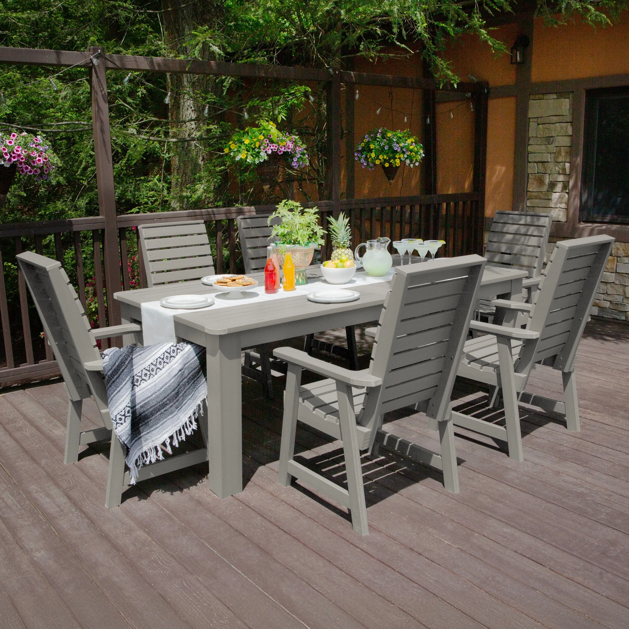 Weatherly 7pc Outdoor Dining Set 42” x 84” - Dining Height