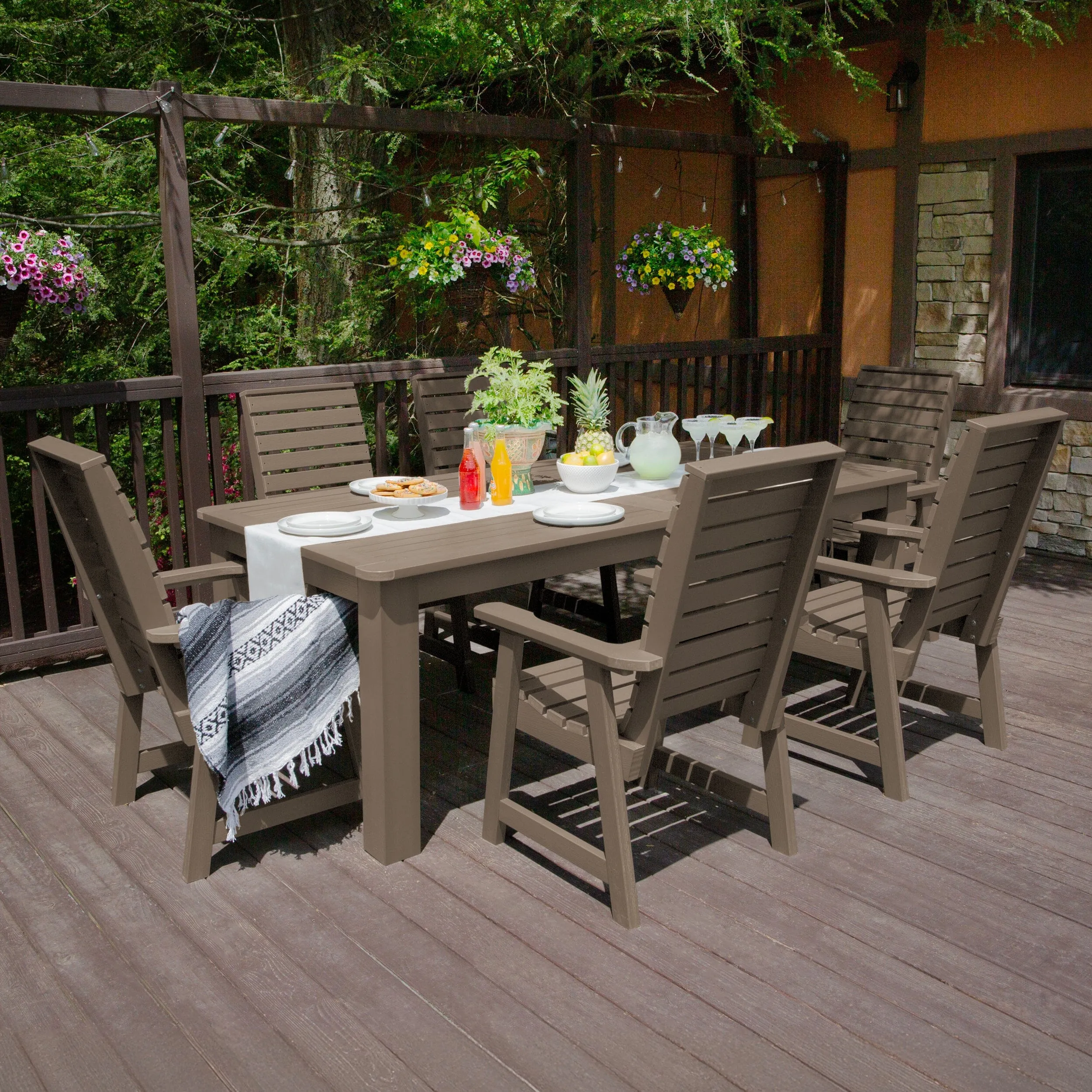 Weatherly 7pc Outdoor Dining Set 42” x 84” - Dining Height