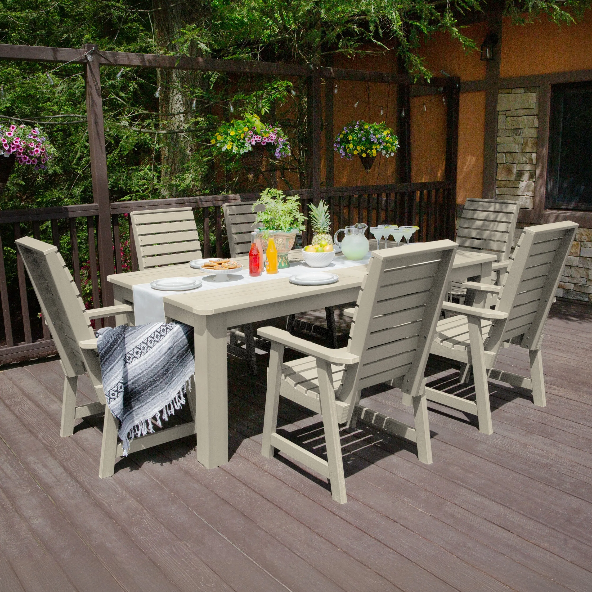 Weatherly 7pc Outdoor Dining Set 42” x 84” - Dining Height