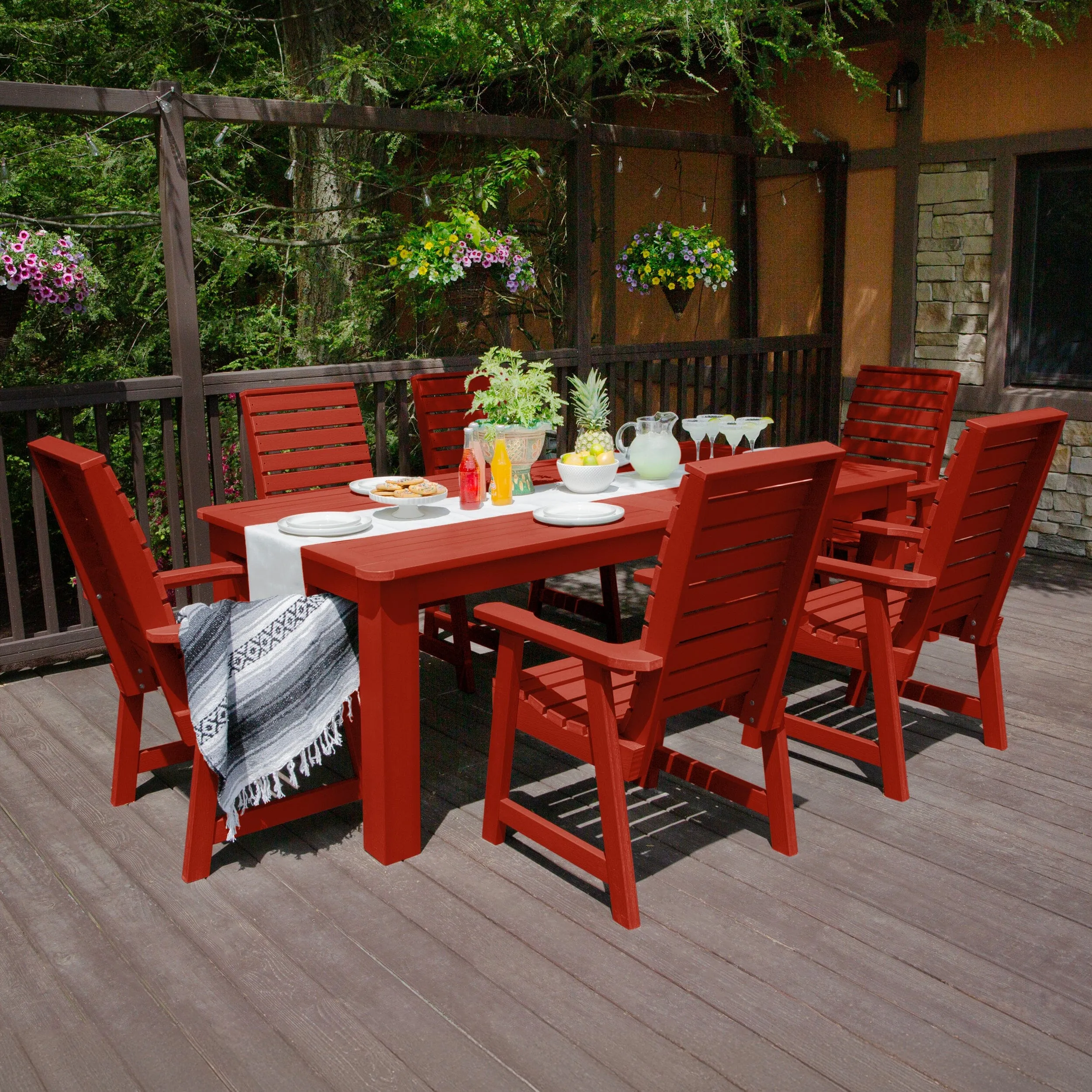 Weatherly 7pc Outdoor Dining Set 42” x 84” - Dining Height