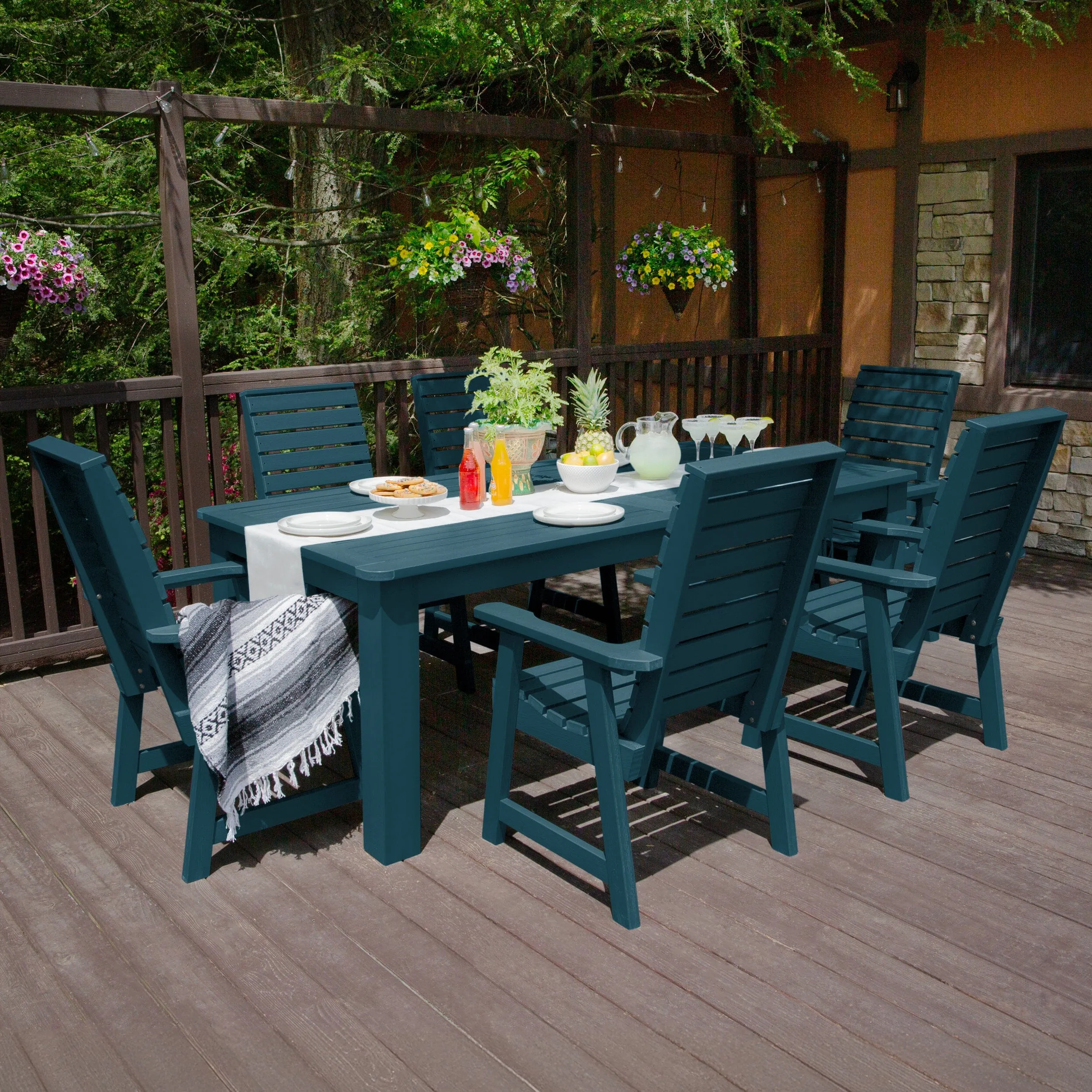 Weatherly 7pc Outdoor Dining Set 42” x 84” - Dining Height